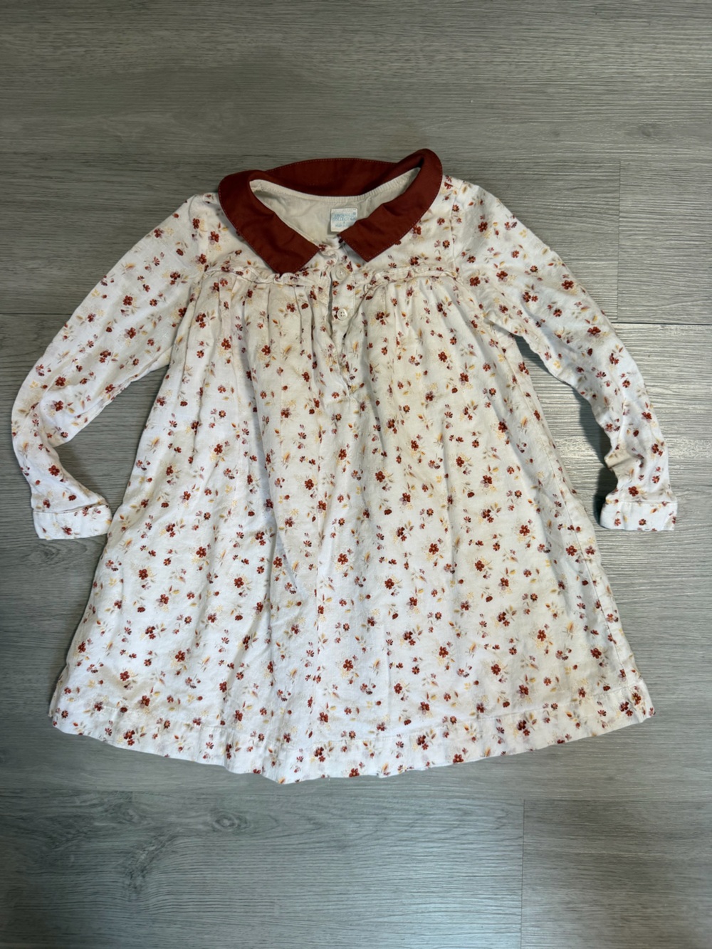 Edgehill Collection Ditsy Floral Dress 5T Burgundy Peter Pan Collar Fall